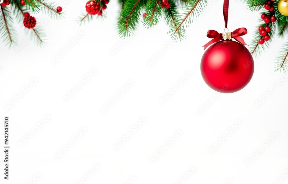 Red Christmas tree ball on a white background. Red Christmas tree ball on a white background.