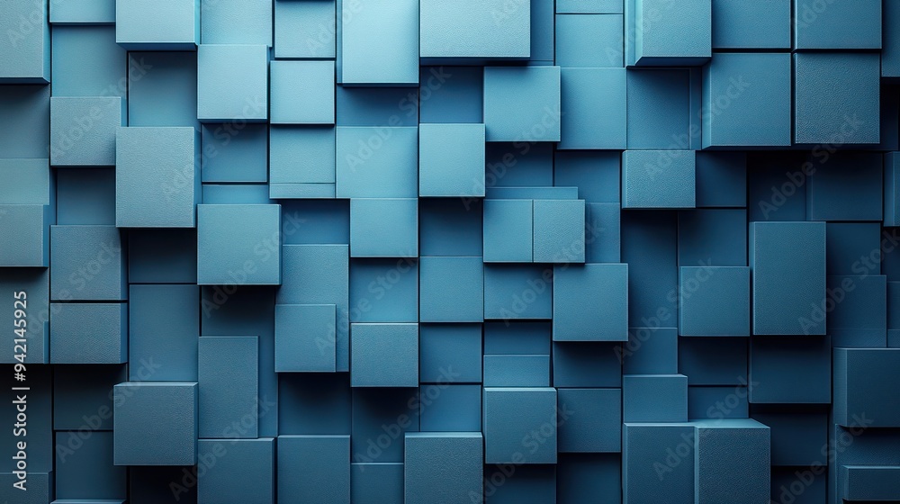 Abstract Blue Cube Wall Abstract Blue Cube Wall