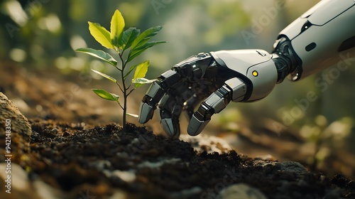 Robotic Hand Planting a Sapling