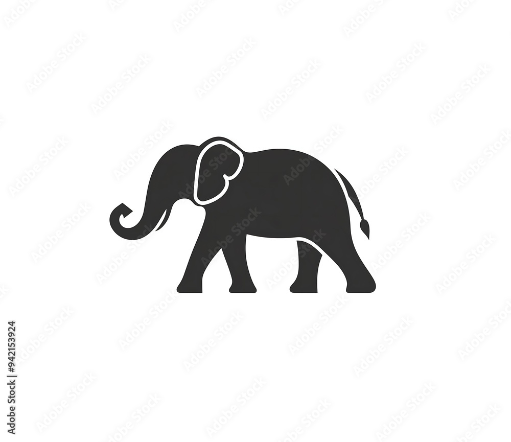 Black silhouette of elephant symbol on white background Black silhouette of elephant symbol on white background