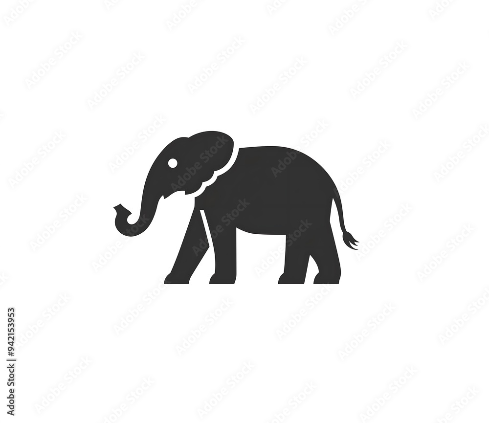 Black silhouette of elephant symbol on white background Black silhouette of elephant symbol on white background