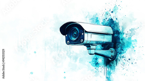 water colour illustration of cctv security camera