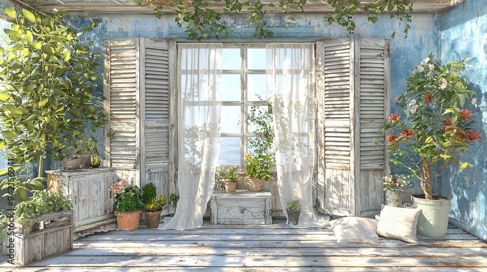 A spacious room filled with vibrant potted plants on the sills and a feline lounging on the wooden floor near the window A spacious room filled with vibrant potted plants on the sills and a feline lounging on the wooden floor near the window