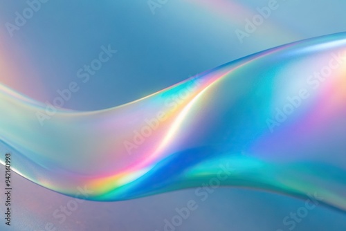 3d Holographic Texture. Water-like Flow Of Ribbon With Hologram Effect For Y2k Art. Silver Holography On Clear Mesh For Modern Illustration. Purple Fluid. Blue And Pink 3d Holographic Texture