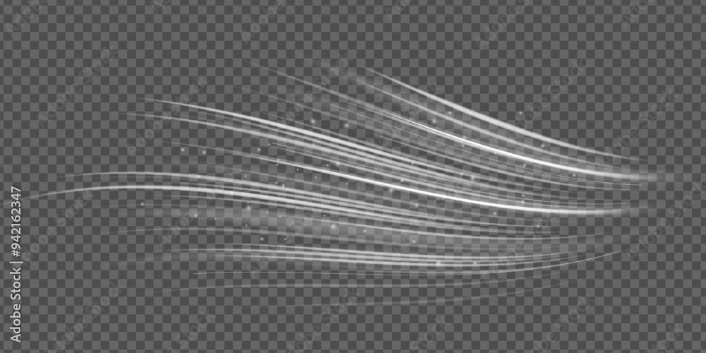 Stream of fresh wind png. Imitation of the exit of cold air from the air conditioner. Cold winter wind texture. Holiday vector blizzard. Christmas effect of a cold blizzard. Vector PNG.