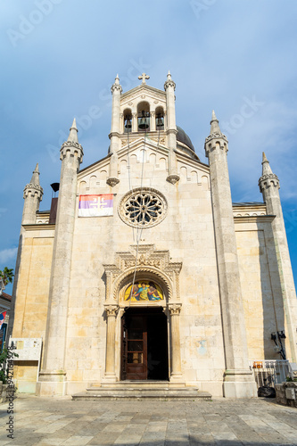 Church Sv. Spas or Holy Salvation in Topla. Herceg Novi, coastal town in Montenegro located at Western entrance to Bay of Kotor and at foot of Mount Orjen. Vertical image photo