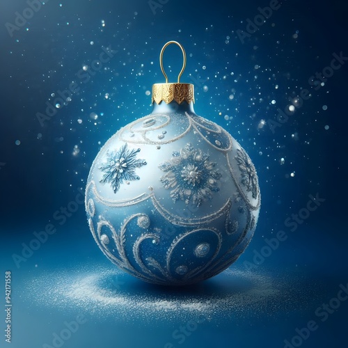 Christmas bauble, isolated on a blue background, 3d render, Christmas Decoration