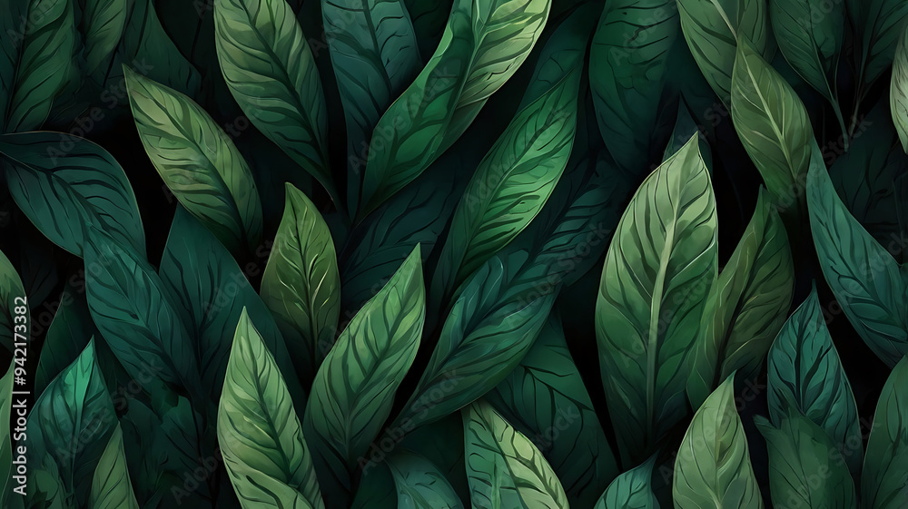 Botanical illustration. Tropical seamless pattern. Rainforest, jungle. Palm leaves, background for wallpaper, notebook covers design Botanical illustration. Tropical seamless pattern. Rainforest, jungle. Palm leaves, background for wallpaper, notebook covers design