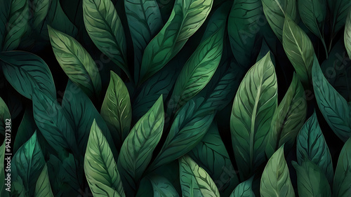 Wallpaper Mural Botanical illustration. Tropical seamless pattern. Rainforest, jungle. Palm leaves, background for wallpaper, notebook covers design Torontodigital.ca