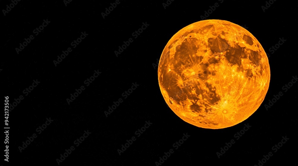 Fototapeta premium A plane flying in front of the full moon in a dark night sky