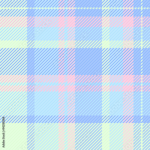 Perfection seamless check pattern, wide plaid fabric tartan. Simplicity vector texture textile background in light and blue colors.