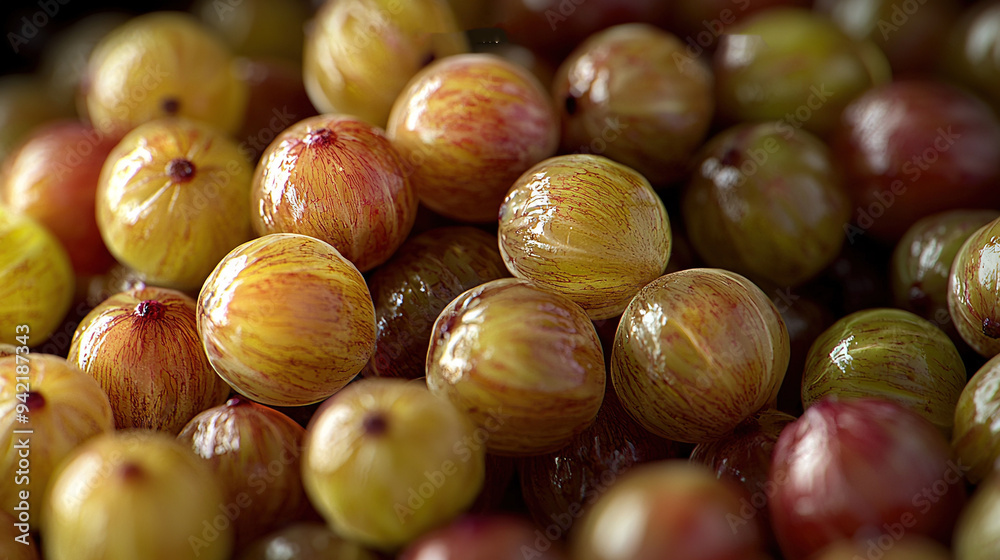   A stack of both ripe and unripe figs atop a pile of unripe figs