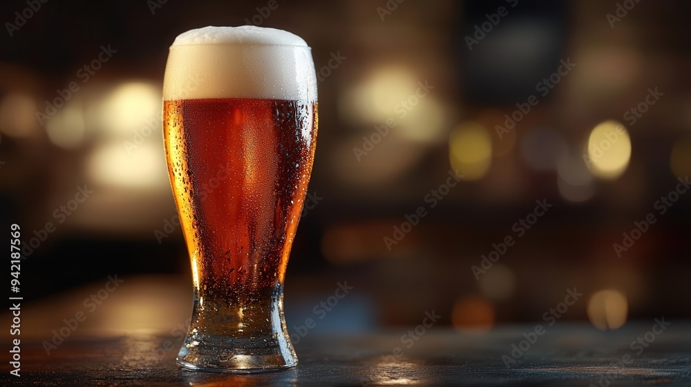 Realistic Frosty glass of craft beer with perfect foam head, Realistic Frosty glass of craft beer with perfect foam head,