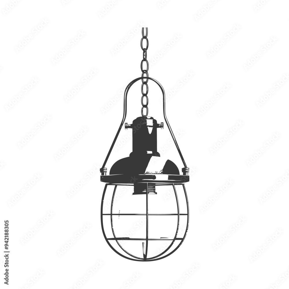 Hanging Light Fixture with a Cage and Chain Hanging Light Fixture with a Cage and Chain