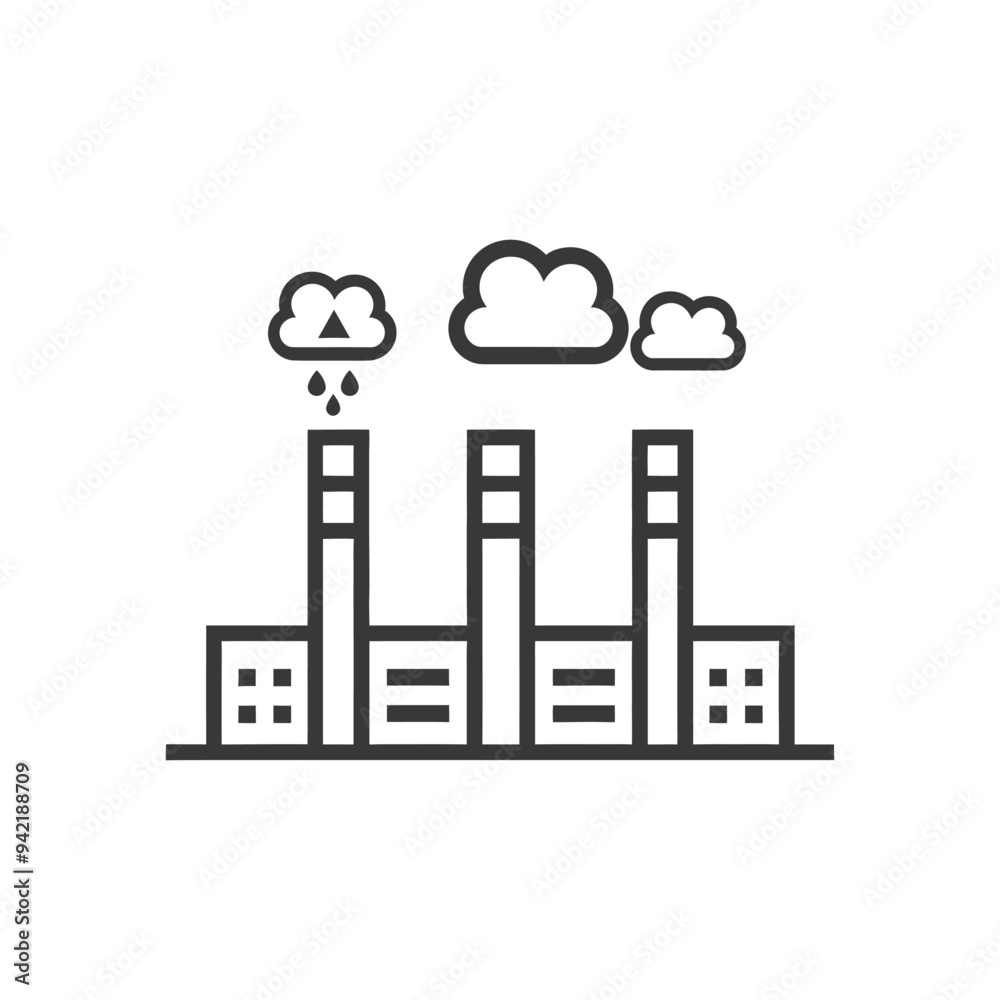 Naklejka premium Industrial Pollution with Rain and Smoke Clouds