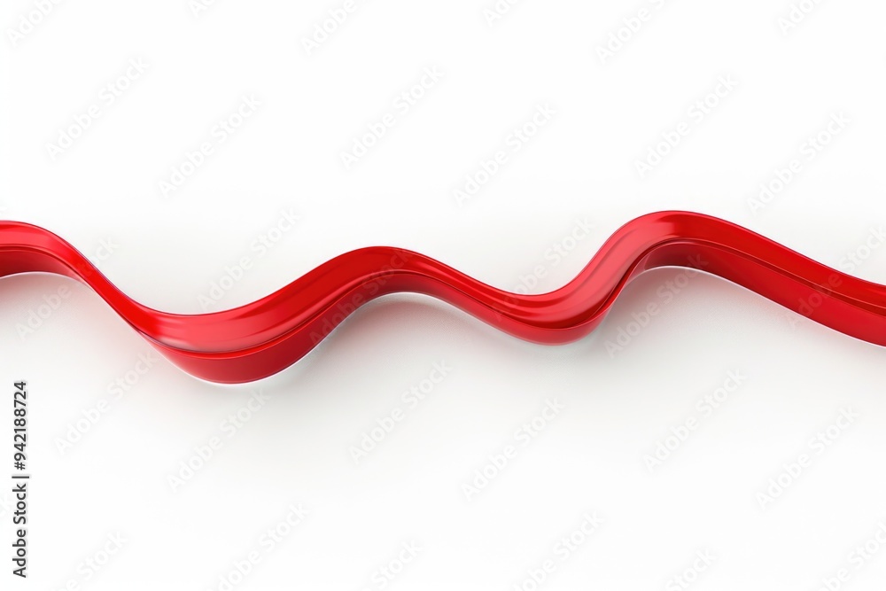A red wavy object on a white background, suitable for use in design and art projects A red wavy object on a white background, suitable for use in design and art projects