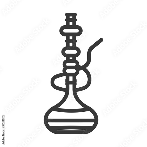 Line Art Illustration of a Hookah