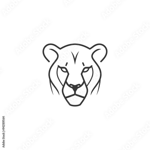 Line art illustration of a lioness head
