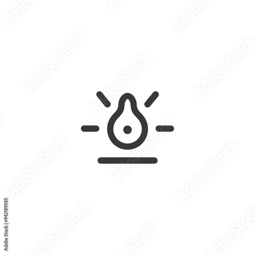 Line art illustration of a lightbulb with rays emanating from it