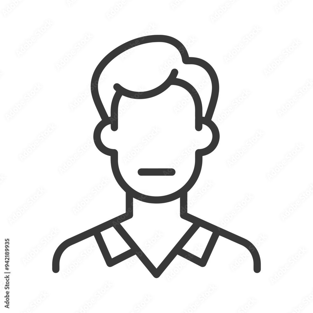 Line Art Illustration of a Mans Face and Shoulders Line Art Illustration of a Mans Face and Shoulders