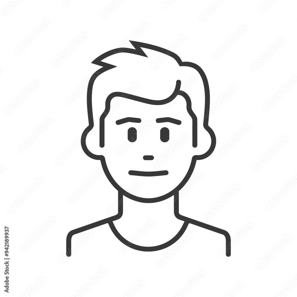 Line Art Illustration of a Mans Face and Upper Body Line Art Illustration of a Mans Face and Upper Body