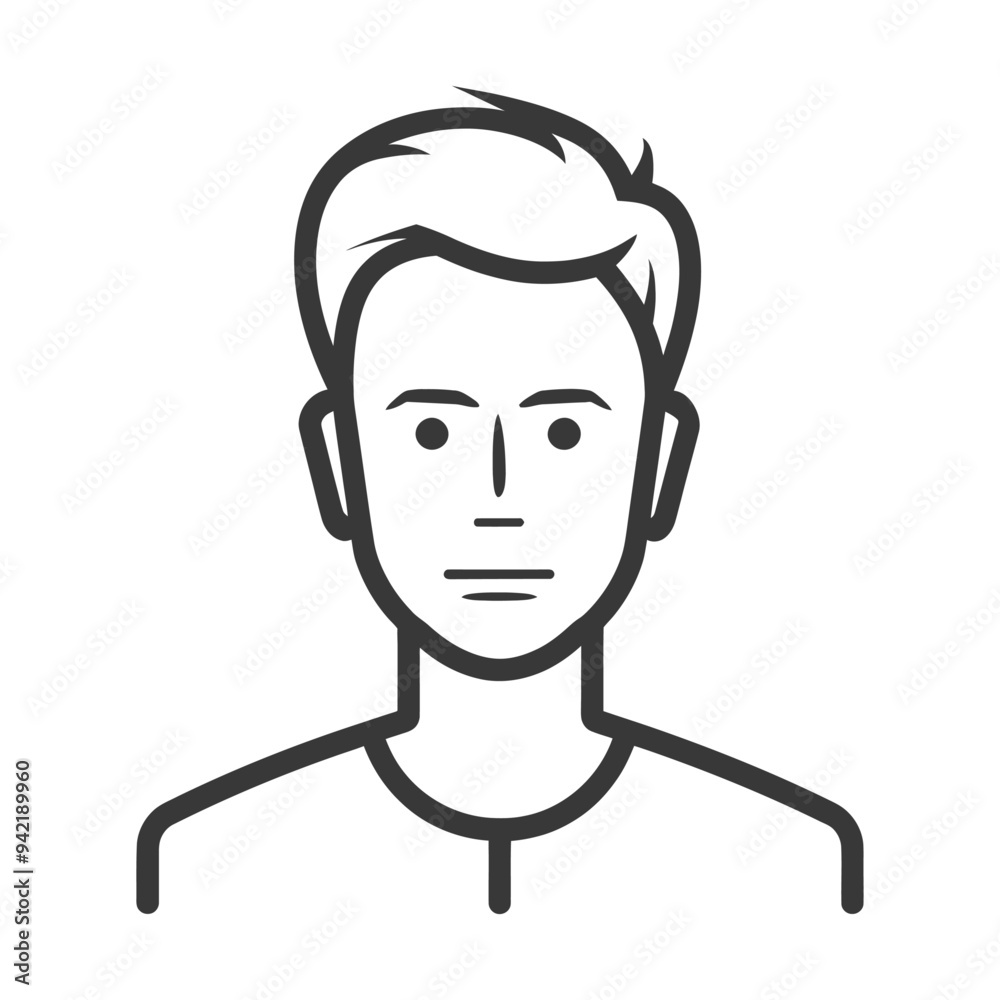Line Art Illustration of a Mans Face and Shoulders Line Art Illustration of a Mans Face and Shoulders