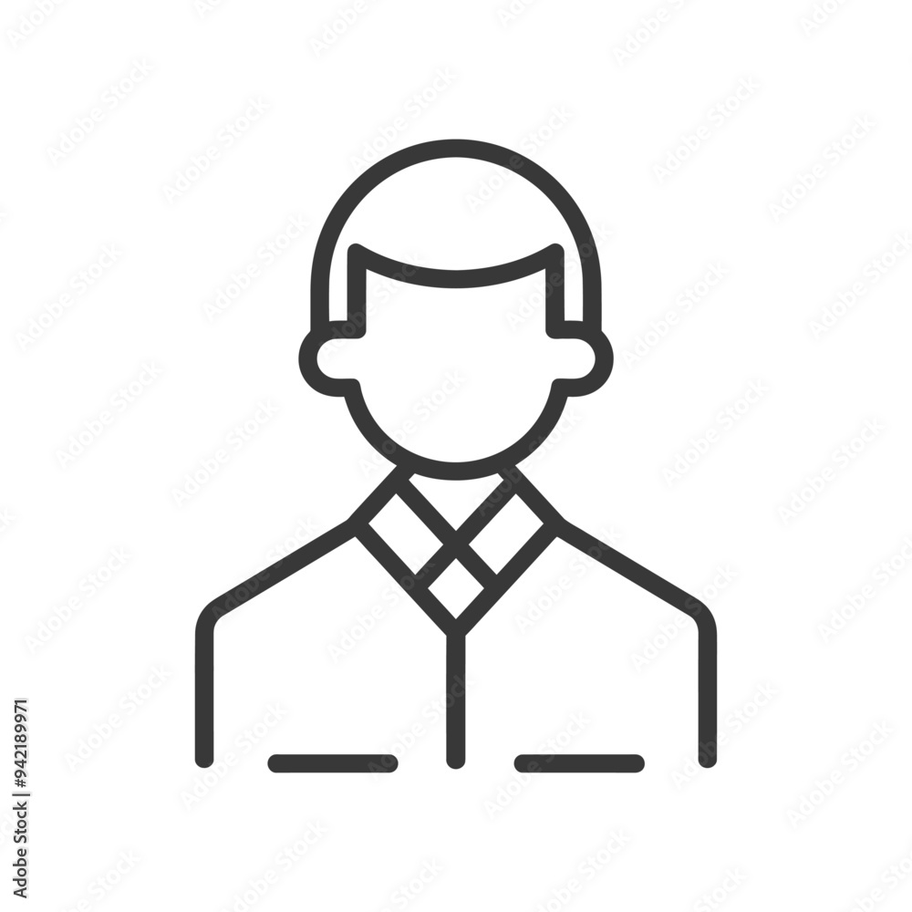 Line art illustration of a mans head and shoulders Line art illustration of a mans head and shoulders