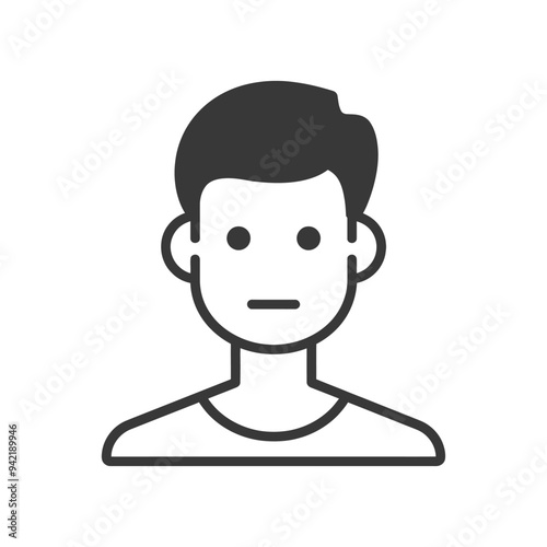 Line art illustration of a mans face and upper body