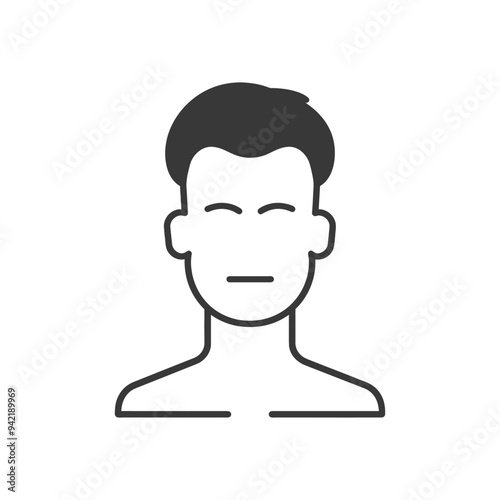 Line art illustration of a mans face with closed eyes