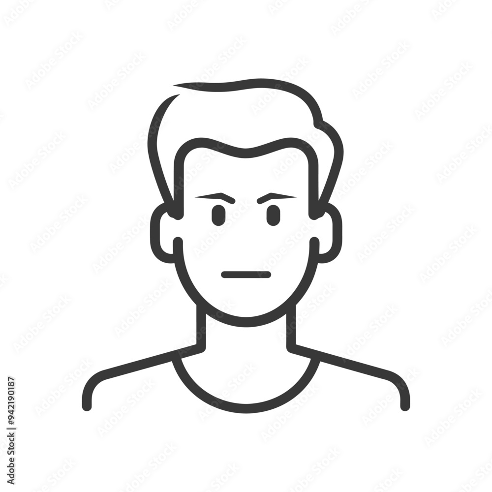 Obraz premium Line Art Illustration of a Man with a Serious Expression