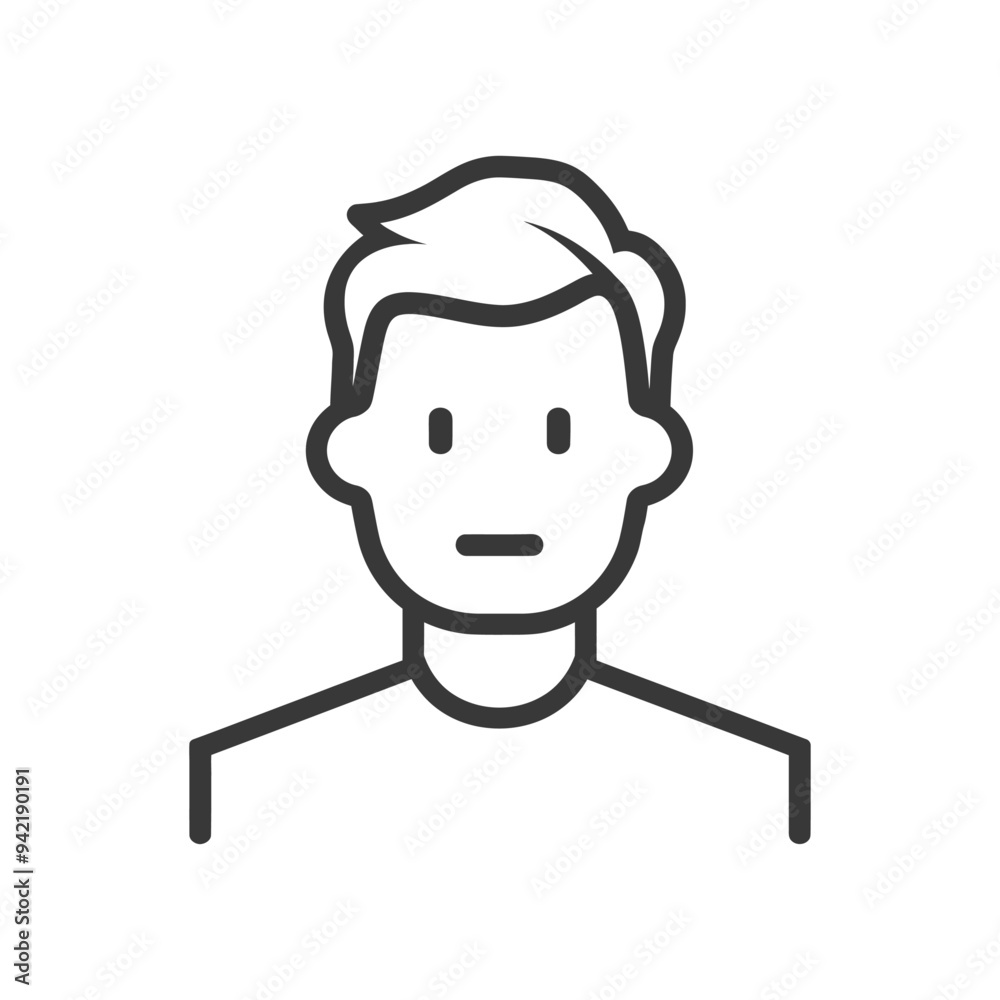 Line art illustration of a man with short hair Line art illustration of a man with short hair