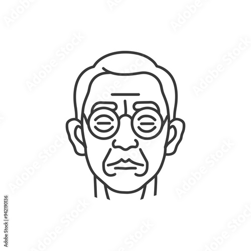 Line Art Illustration of a Man Wearing Glasses