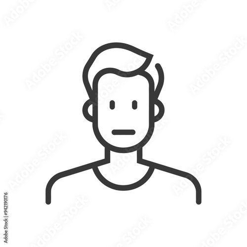 Line Art Illustration of a Man with a Neutral Expression