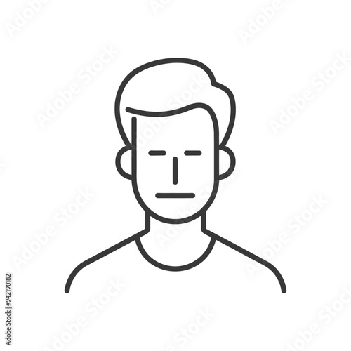 Line Art Illustration of a Man with a Serious Expression