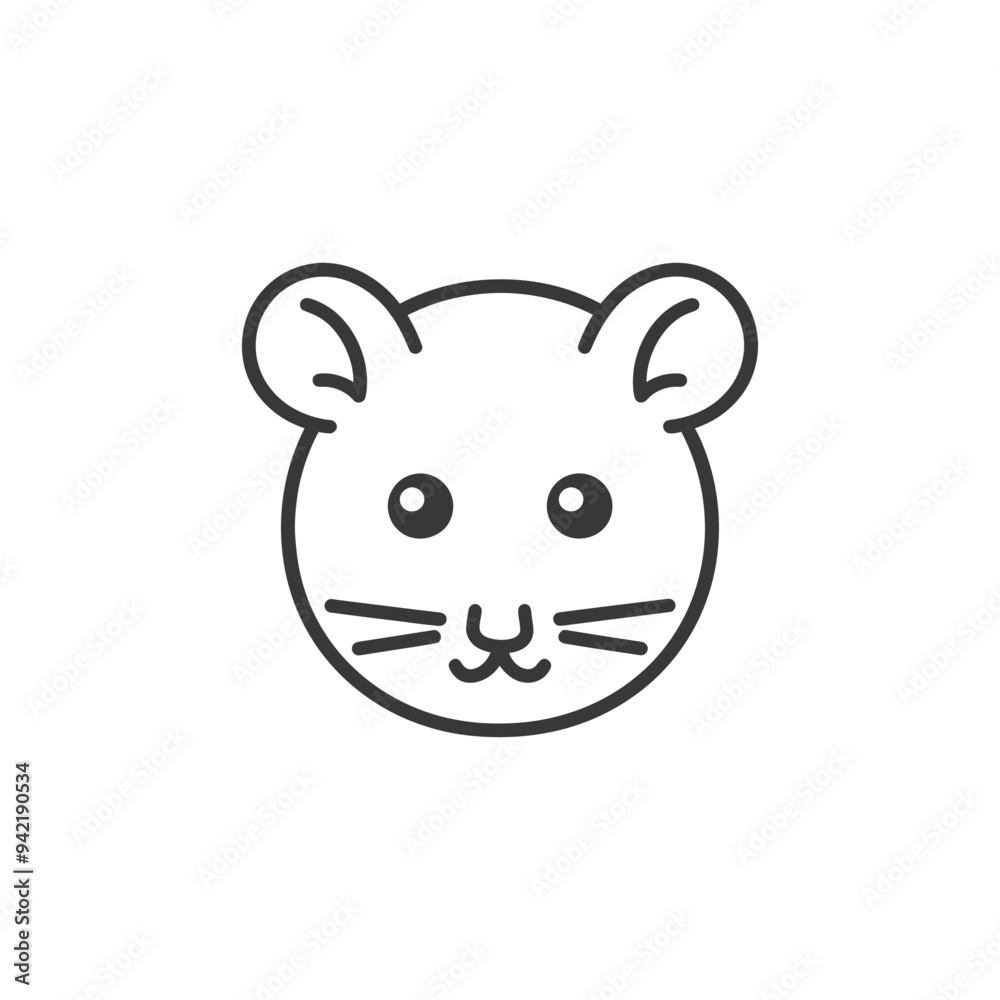 Line Art Illustration of a Mouses Head Line Art Illustration of a Mouses Head