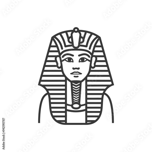 Line Art Illustration of an Ancient Egyptian Pharaoh