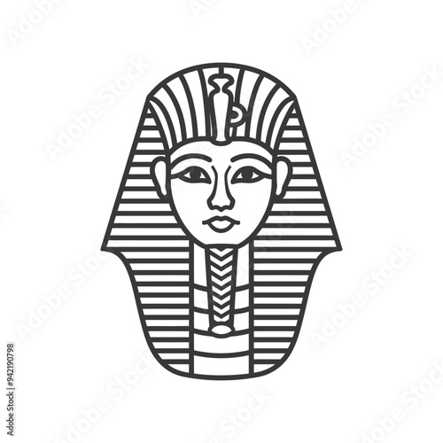 Line art illustration of an ancient Egyptian pharaohs mask