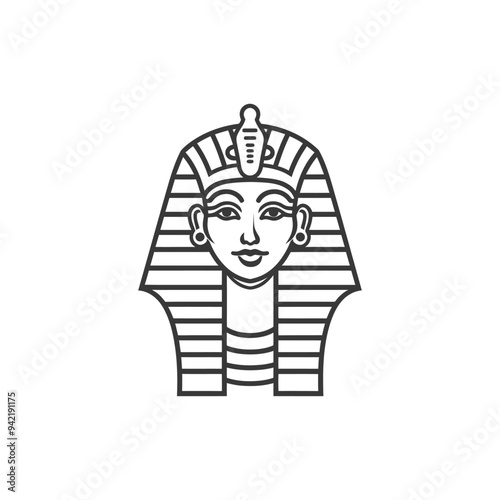 Line Art Illustration of an Egyptian Pharaohs Head