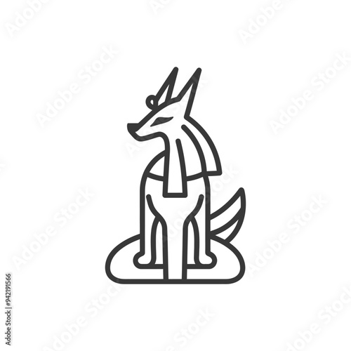Line Art Illustration of Anubis the Egyptian God of the Dead