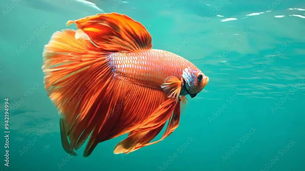 Stunning Image of a Bright Orange Betta Fish Swimming Gracefully Underwater in Crystal Clear Aquatic Environment Stunning Image of a Bright Orange Betta Fish Swimming Gracefully Underwater in Crystal Clear Aquatic Environment