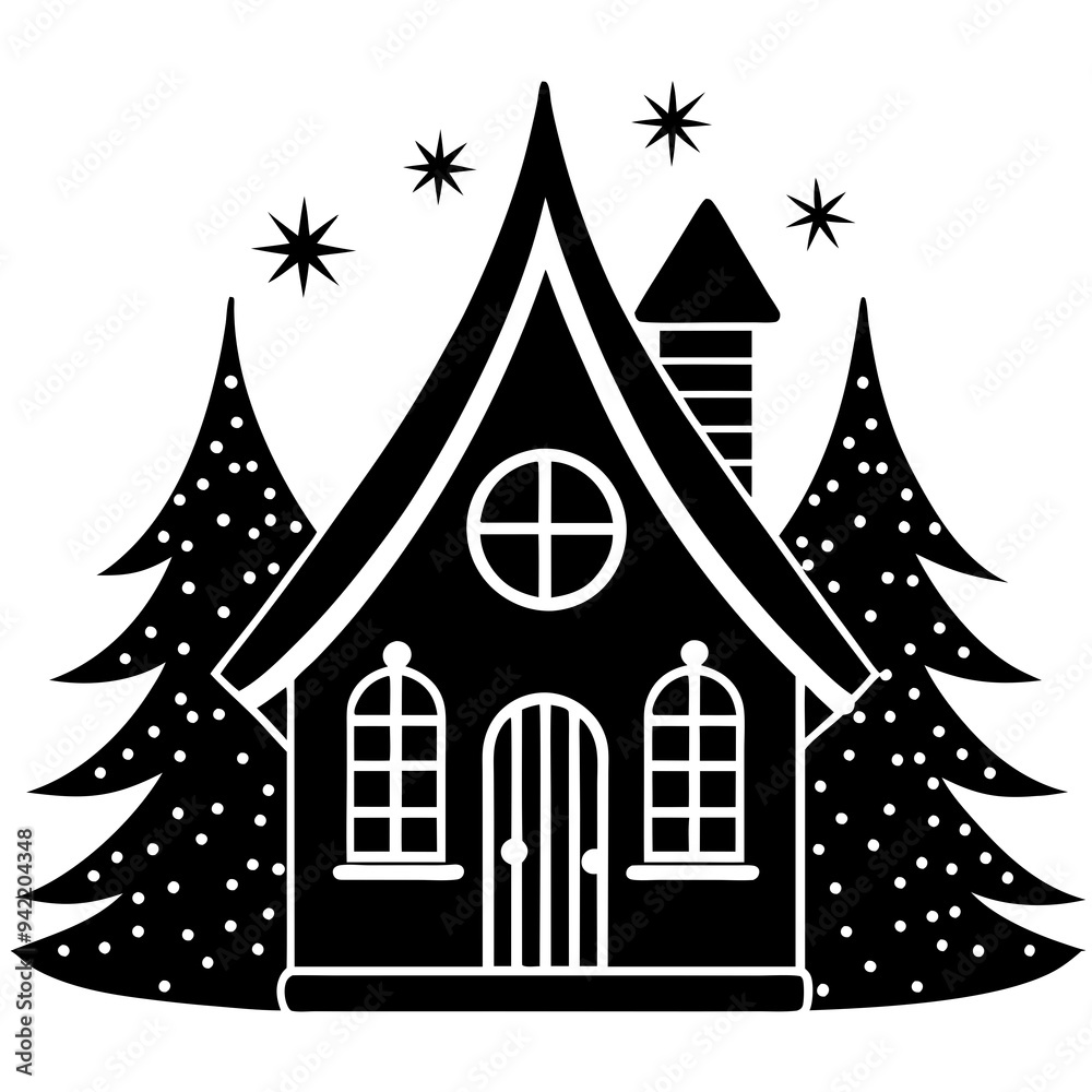 Christmas tree and house vector Christmas tree and house vector