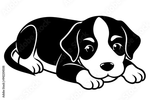 beagle puppy on white