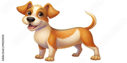 Illustration of cartoon dog isolated on a transparent background or white background. 