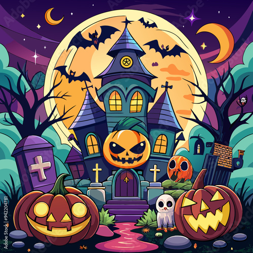 halloween background with pumpkins