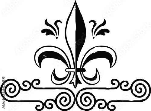 Celtic Curved Spiral Lines Border, Header, Footer - Fleur de Lys