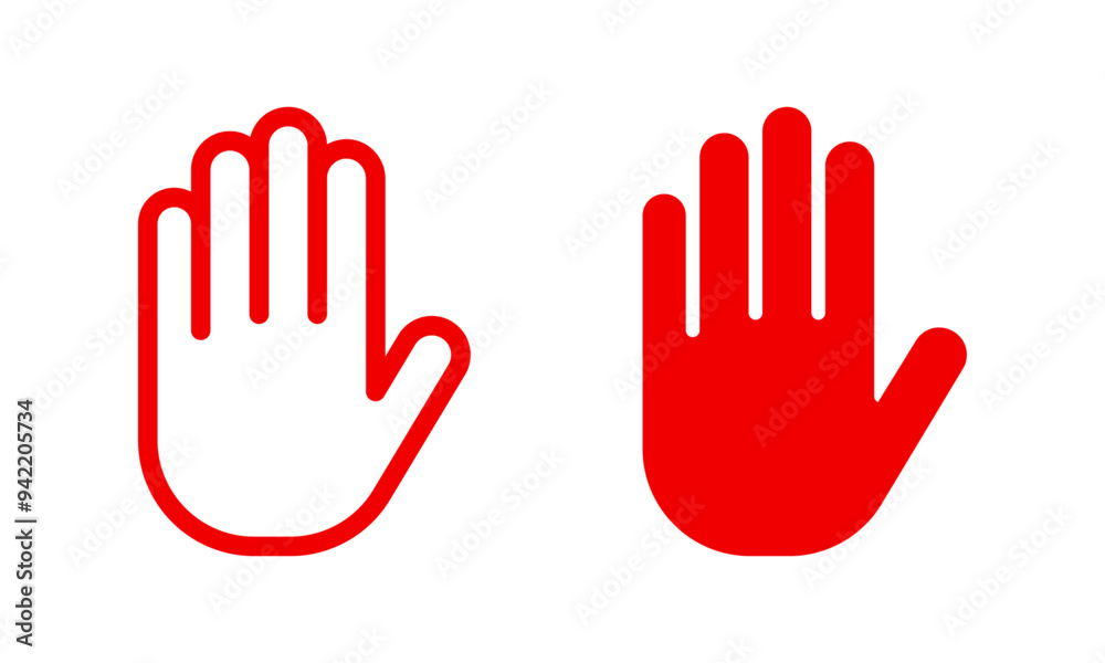 Stop hand icon set Stop hand icon set
