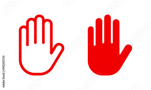 Stop hand icon set