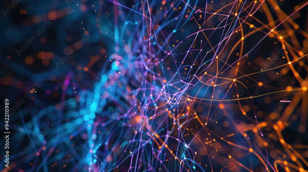 Fototapeta premium Abstract Glowing Lines and Particles