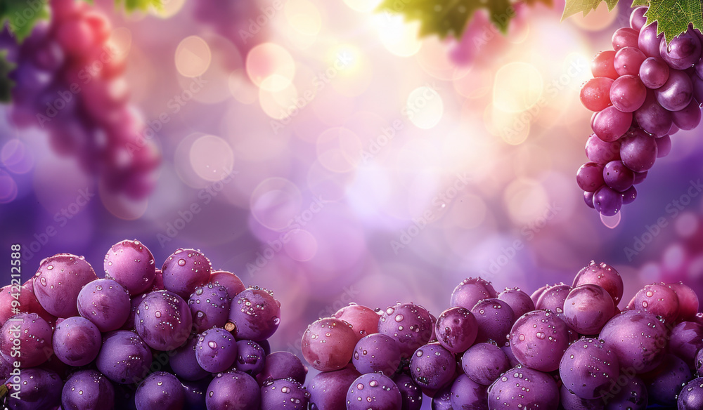 A bunch of purple grapes with a blurry background