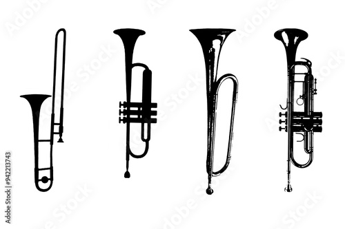 silhouette saxophone wind musical instrument orchestra jazz play music vector image black